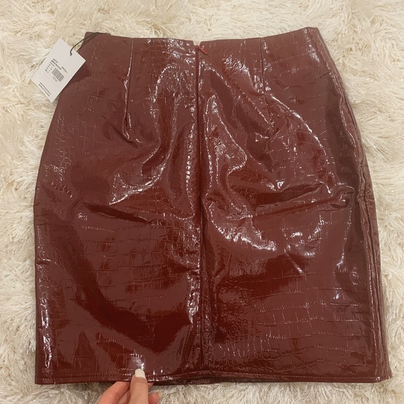 Burgundy Croc Mini Skirt - Picture 4 of 5